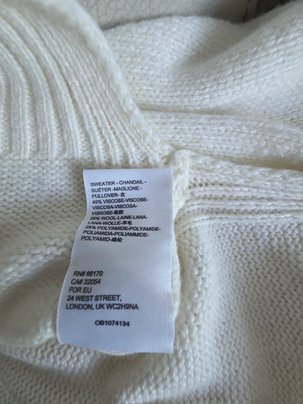 By Anthropologie Cream Turtleneck Sweater, Viscose Blend, Relaxed Fit, Size S